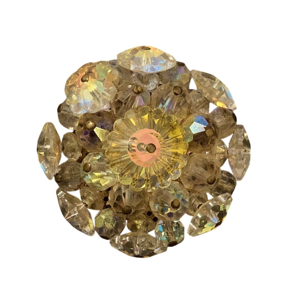 Vintage 1960s Juliana Style AB Rhinestone Brooch Aurora Borealis Cluster